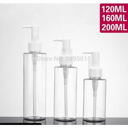 120ml Empty Plastic Oil bottle white lotion pump stopper Empty Cleaning oil bottle essential coconut container F709