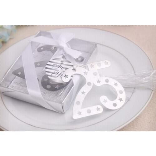 150 PCS/LOT Factory directly sale Wedding favor Bridal baby shower party favors Guest present Number"25" Bookmarks Free shipping