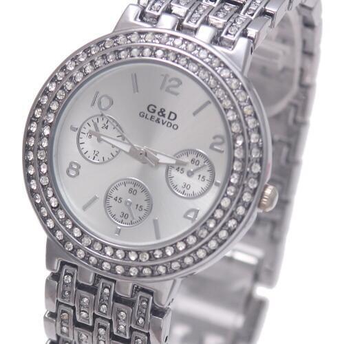 2017 Brand Luxury G&D Women Watches Quartz Wristwatch Stainless Steel Crytal Silver Ladys Bracelet Watches Relojes Mujer Gift