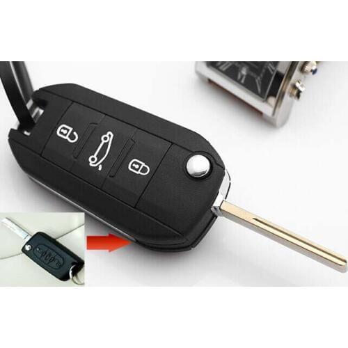 3 Buttons Modified Folding Flip Remote Key shell Case For Peugeot 307 407 408 With Groove Blade
