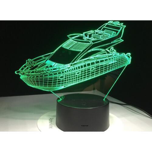Yacht Boat 3D LED Table Lamp 7 Color Visual Atmosphere Night Light For Kids Gifts USB Lampara Baby Sleep Lighting Luminaria