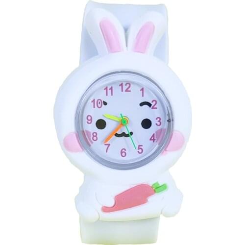 4 Colors Cartoon Rabbit Shape Childrens Watch Sports Boy Girl Baby Quartz Watch for Children 3-8 Years Old Toy Learning Clock