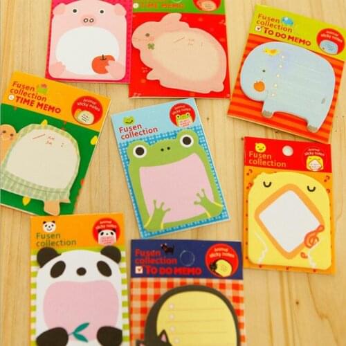 4pcs Creative Stationery Forest Animal Series Cute Paper Memo Pad / Sticker Post Sticky Notes Notepad School Office Supplies