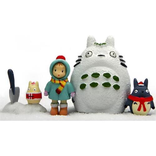 4pcs/lot 3-5cm DIY Winter Christmas Miyazaki Hayao Totoro Mei Action Figure Toy Doll Collection Model Toy