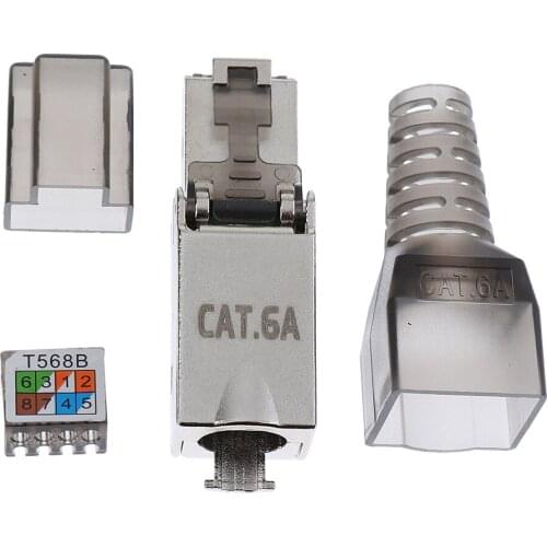 5x CAT6A RJ45 Network Connector Modular Plugs Shielded Connectors Ethernet