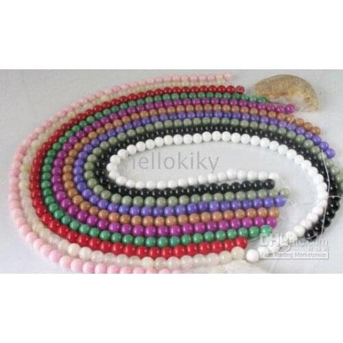 60 Strands of Mixed colour dyed simulated jade beads Round 8mm M1869