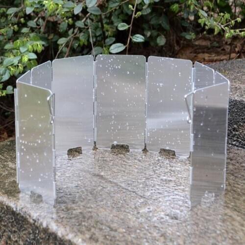 9 Plates Foldable Stove Windshield Outdoor Camping Cooking BBQ Gas Stove Aluminium Alloy Wind Screen Shield Camping Equipment