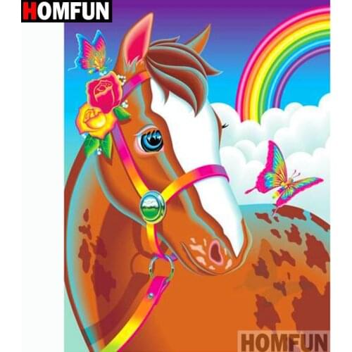 HOMFUN Full Square/Round Drill 5D DIY Diamond Painting "Cartoon horse" Embroidery Cross Stitch 5D Home Decor Gift A14755