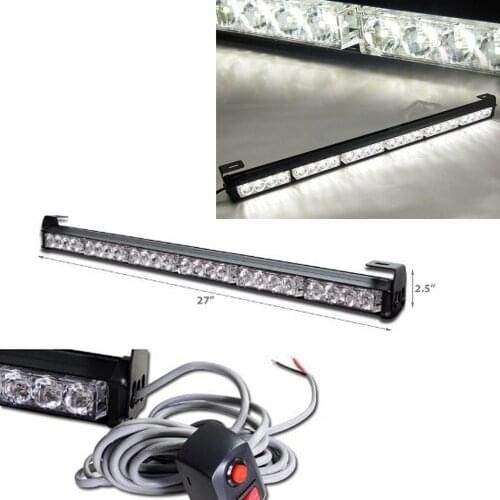 Car Bus Truck 24 LED White Emergency Traffic Advisor Flash Strobe Light Bar Warning Lamp 27 Inch