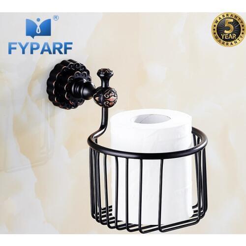 FYPARF Bathroom Holder Toilet Paper Solid Brass Toilet Roll Holder Bathroom WC Basket Tissue Holder Wall Mount Bathroom Hardware