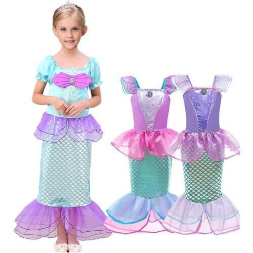 Girl Carnival Halloween Mermaid Costume Princess Fairy Tales Cosplay Fancy Party Dress