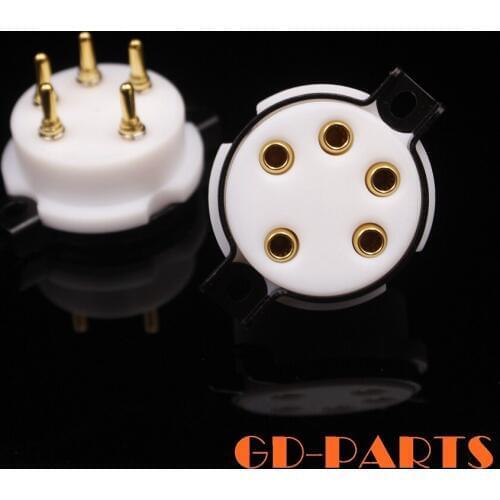 EIZZ 5pin PTFE Vacuum Tube Socket Base For WE311 56 807 FU-7 WE272A FD422 24K Gold Plated Brass Pins 1PC