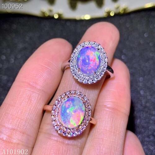 KJJEAXCMY boutique jewelry 925 Pure Silver Embedded Natural Opal Stone Luxury Ring Support Detection