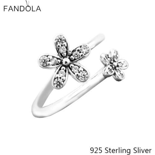 925 Sterling Silver Ring Dazzling Daisies For Women Original Fashion Charms European Style Jewelry CKK