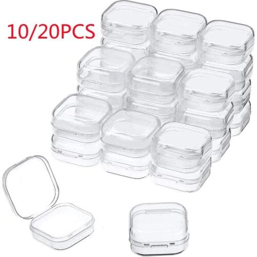 1-20Pcs Small Boxes Square Transparent Plastic Box Jewelry Storage Case Finishing Container Packaging Storage Box for Earrings