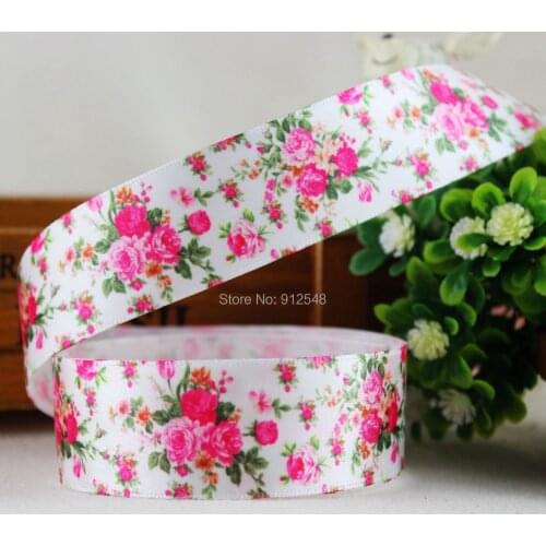 1412201,22mm flowers Series High quality Printed Polyester ribbon , DIY handmade materials, wedding gift wrap