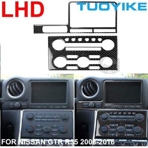 LHD RHD Car Real Carbon Fiber Steering Wheel Dashboard Console Player Navigation Trim Panel Sticker For Nissan GTR R35 2008-2016