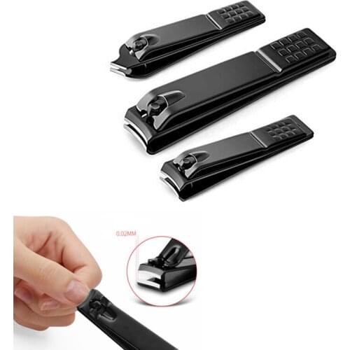 Black Nail Clipper Stainless Steel Travel Fingernail Cutting Trimmer Machine Toenail Scissors Nippers Professional Trimming Tool