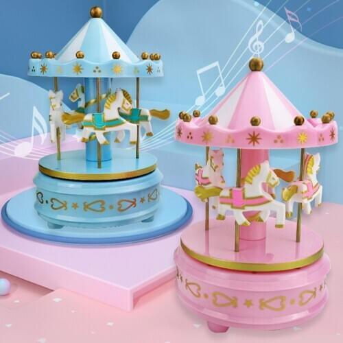 Cute Merry-Go-Round Carousels Music Box Birthday Present Ornament Decoration Parent-child Interactive Funny Game Kids Toys Gifts