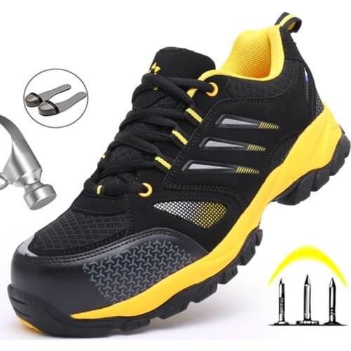 Men Safety Shoes Steel Toe Work Shoes For Men Safety Boots Puncture Proof Security Shoes Male Breathable Work Sneakers Outdoor