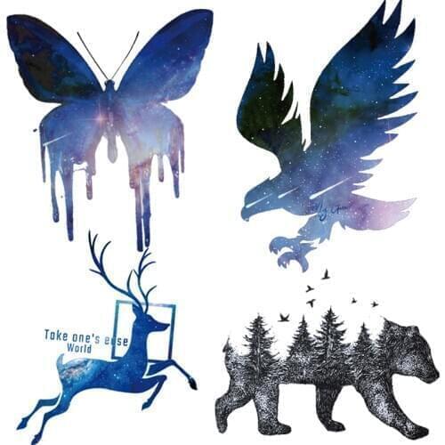 Deer Eagle Butterfly Patches Iron-on Transfers Vynil Heat Transfer Ironing Stickers T-shirt Thermal Patches For Clothing Decor