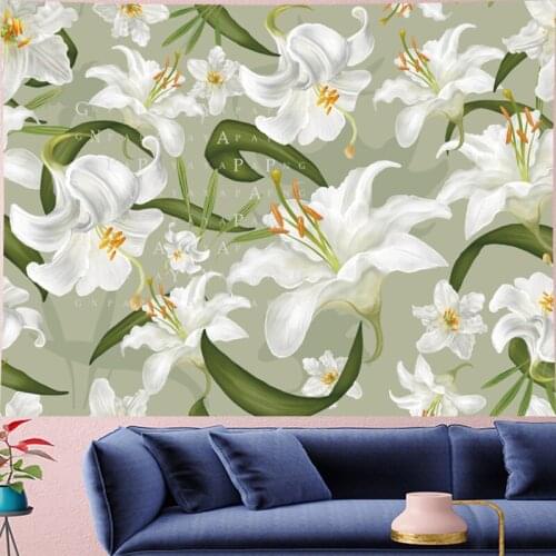 Nordic Style lily macrame goblen Kids room flower lightgreen Wall Hanging Vintage Pattern Tapestries mandala beach home decor