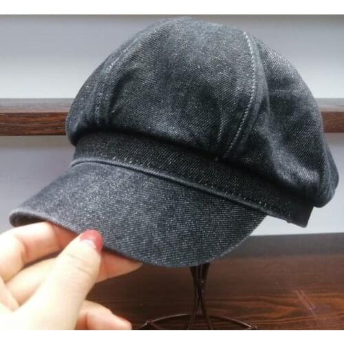 202103-YY-2508302 new solid Soft denim leisure lady Octagonal hat men women visors cap