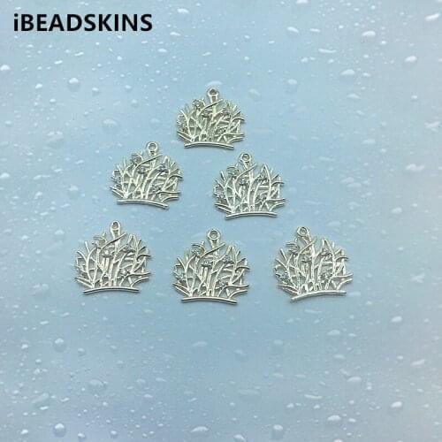 New arrival! 18x18mm 50pcs Copper/Cubic zirconia Grass charm for Necklace DIY /Earrings parts,hand Made Earrings Jewelry DIY