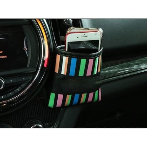 Rainbow Leather Car Air Outlet Pouch Box Bag Organizer Cell Phone Pocket Storage Holder for MIN Cooper Countryman Jcw