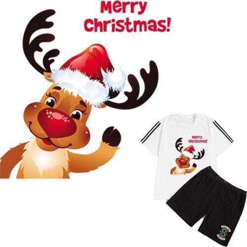 Cute Deers Iron-On Transfer Christmas Heat Transfer Deers Heat Transfer Garment Accessory Diy New Washable Holiday Patches