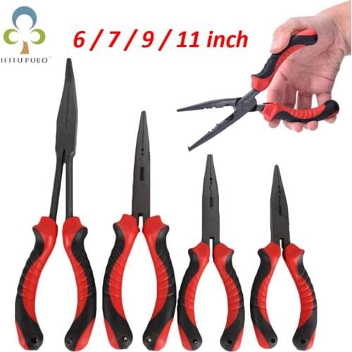 6 / 7 / 9 / 11 inch Fishing Pliers Long Nose Needle Nose Pliers Grip Split Ring Pliers Hook Remover Crimper ZXH