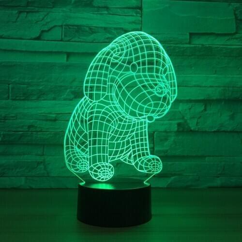 The new creative LED acrylic 3D night light daze dog modeling USB personalized gift table lamp colorful touch childrens gifts