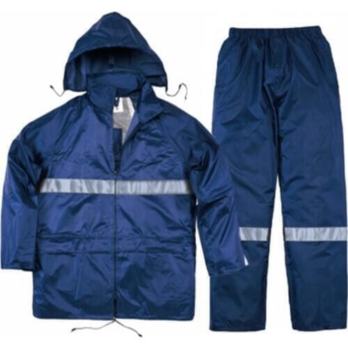 Reflective strip split raincoat rain pants suit motorcycle riding waterproof thick male outdoor hiking takeaway raincoat