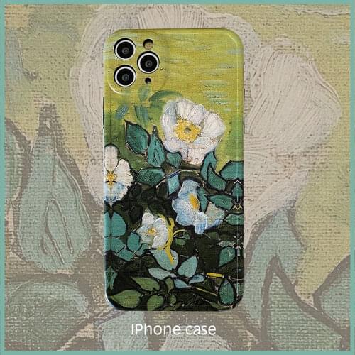 Van Gogh Oil painting flowers phone cases for iPhone 12 Pro X XR XS Max 7 8 Plus 11Pro 12 mini soft frosted soft TPU back cover