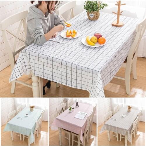 Waterproof and Oil-proof Tablecloth with Simple Checkered Pattern 137*90cm PVC Wash-free Home Furnishing for Stand Table BOM666