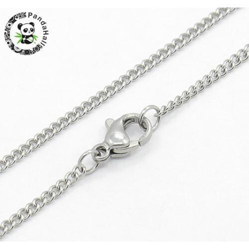 Womens 304 Stainless Steel Twist Chain Necklaces, with Lobster Claw Clasps, Stainless Steel Color, 17.7"