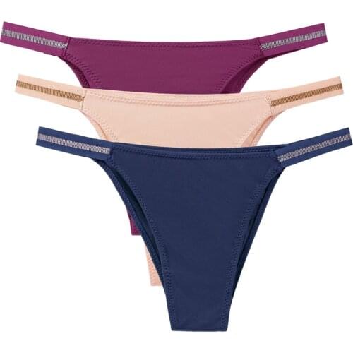 Women Sexy Lingerie Temptation Low-waist Panties Thong Transparent Underwear Thong Thin Ice Silk Underwear Girls Soft Breathable