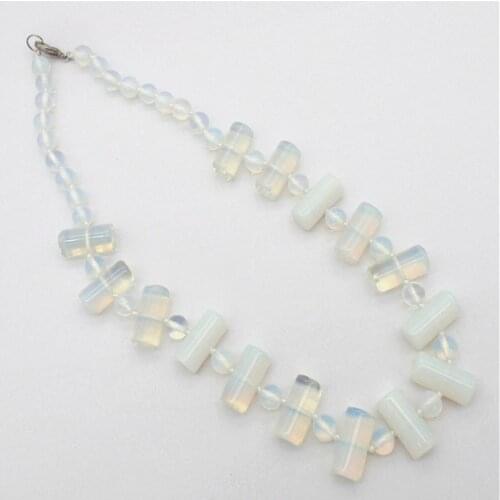 1 Strand 20x10mm Wholesale White Opal Cylindrical Pendant Necklace Jewelry Ornaments 16.5inch S232