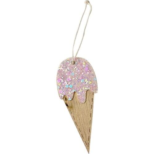 1pcs Christmas Ornament Wooden Hanging Pendants Ice Cream Xmas Tree Christmas Decorations For Home Party New Year Navidad