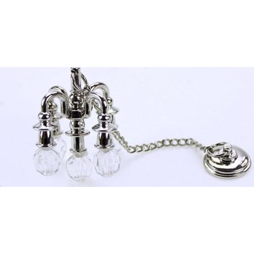 1pc Mini Silver Ceiling Light Dollhouse Chandelier Vintage Doll House DIY Scene Doll Home Crafts Toys
