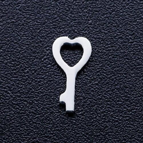 10pcs/lot Heart Key DIY Jewelry Charms Wholesale 100% Stainless Steel Dropshipping Never Tarnish Pendants Finding Charm Supplies