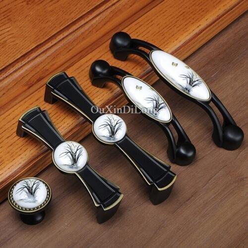 Brand New 10PCS European Ceramic Printing Kitchen Cabinet Door Handles Cupboard Wardrobe Drawer Cabinet Pulls Handles & Knobs
