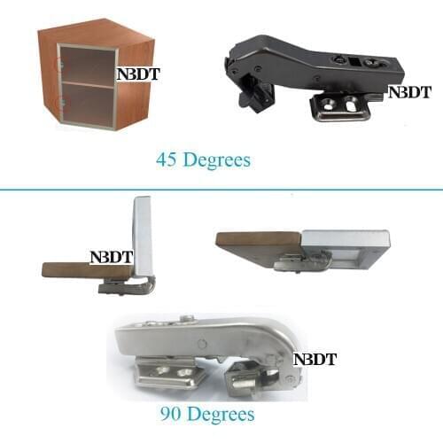 2Pcs/Lot 45 90 Degrees Mortise Aluminum Frame Glass Hinge Soft Close Hydraulic Wine Cupboard Display Glass Cabinet Black Silver