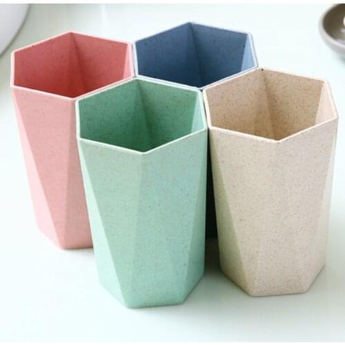 4 Colors Multicolor Wheat Straw Water Tumbler For Bathroom Toothbrush Cup