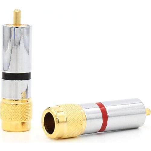 4pieces per lot 24K Gold Plated RCA Plug, 8mm Audio Cable Solder Phono Connector