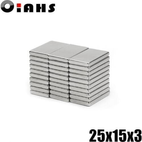 5pcs 25x15x3 Neodymium Magnet 25*15*3 mm N35 NdFeB Block Super Powerful Strong Permanent Magnetic imanes Block