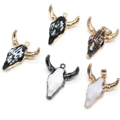 Acrylic Cow Head Shaped Pendant Charms For DIY Necklace Handiwork Sewing Craft Jewelry Accessory Making