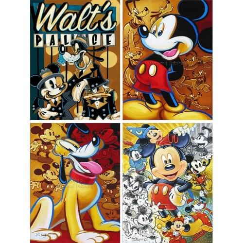 Diamond Painting Full Square Round Disney Mickey Goofy 5D DIY Fantasy Dog Gift Embroidery Cross Stitch Mosaic Kit Home Decor