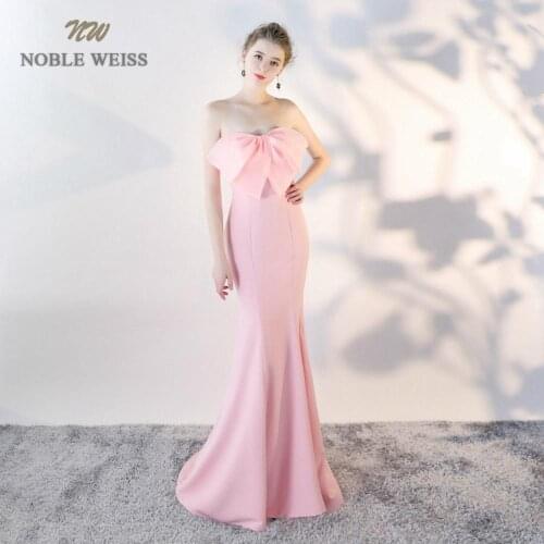 NOBLE WEISS Long Mermaid Evening Dresses Front Bow Palace Prom Gown 2019 Formal Special Occasion Gowns