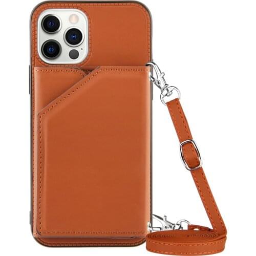 Lanyard Necklace Chain Leather Phone Case for iPhone 12 11 Pro Max 12 Mini XR XS Max 7 8 Plus Strap Cord Rope With Wallet Cover